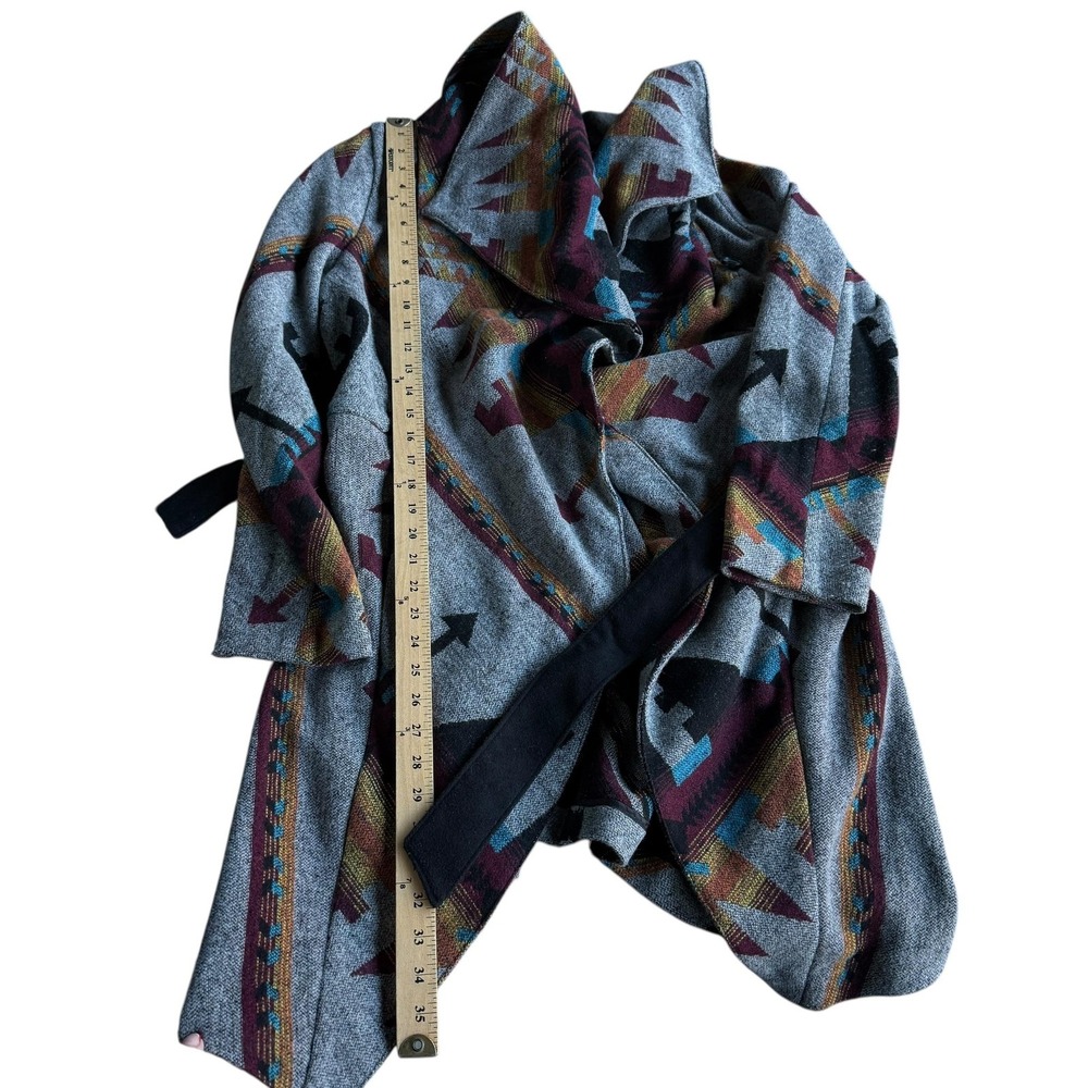 American Rag Cie Coatigan Womens Large Multicolor Southwestern Geometric Belted - Picture 7 of 8